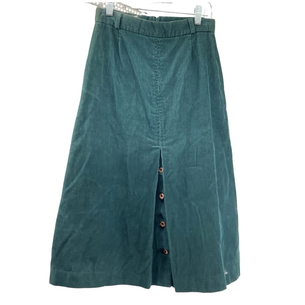 Panther Women's Skirt Midi Teal Corduroy Vintage 1970s 26 Waist